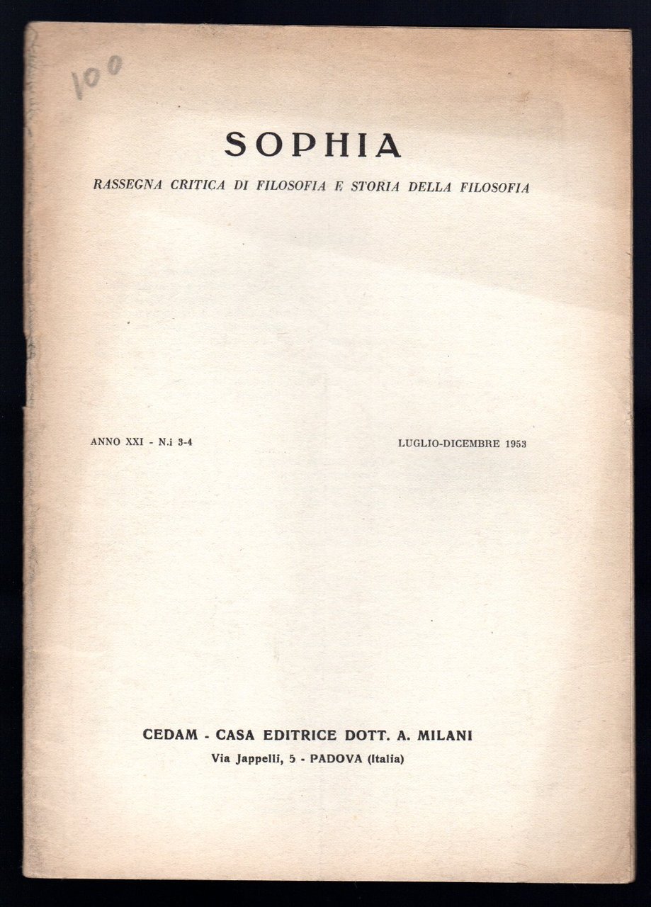Sophia. Rassegna critica di Filosofia e Storia dlla Filosofia