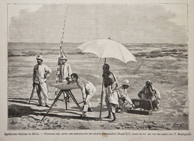 Spedizione italiana in Africa.- Ufficiali del genio che eseguiscono dei …