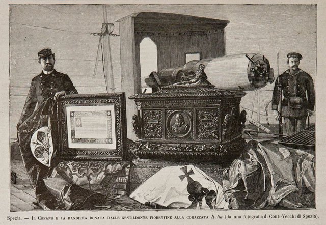 Spezia / Il Cofano e la bandiera donata dalle gentildonne …