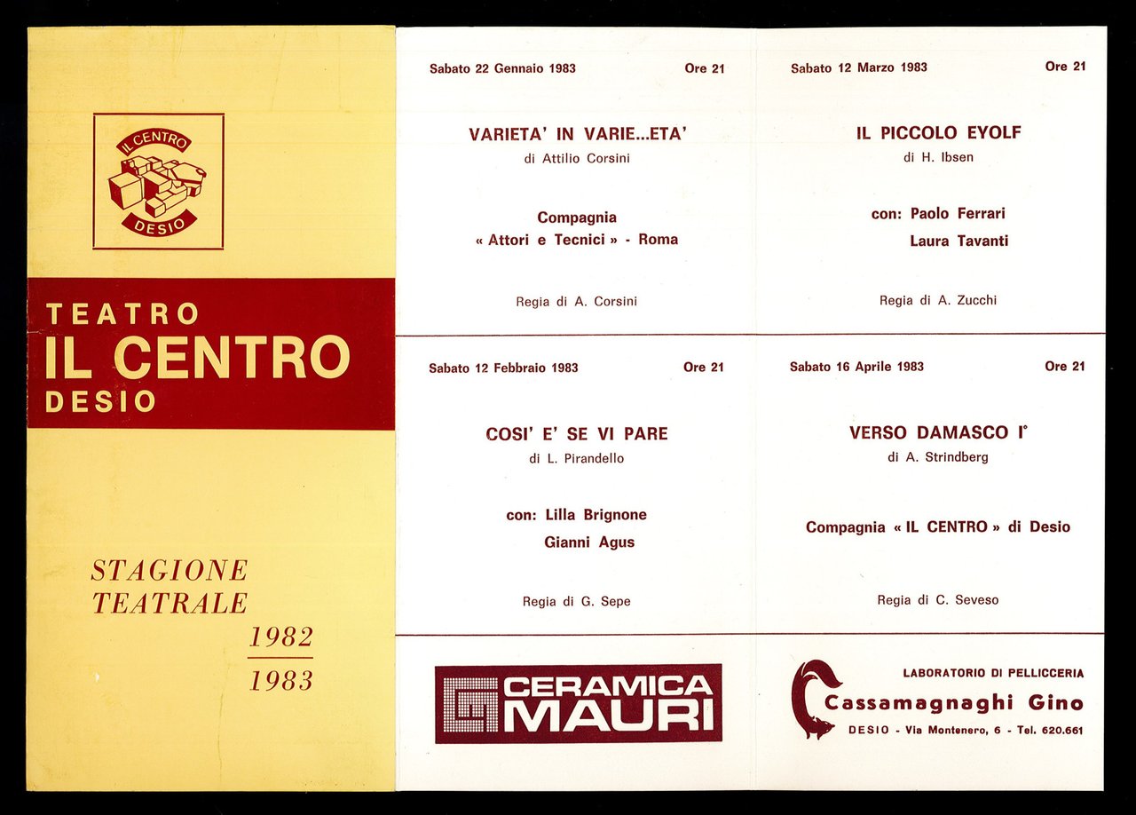 Stagione teatrale 1982-1983 Teatro Il Centro Desio