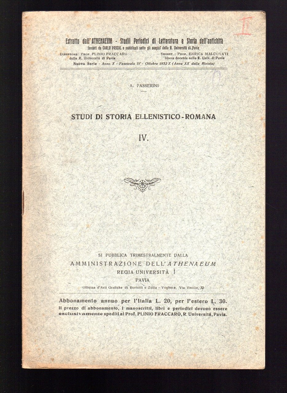 Studi di Storia Ellenistico-romana IV