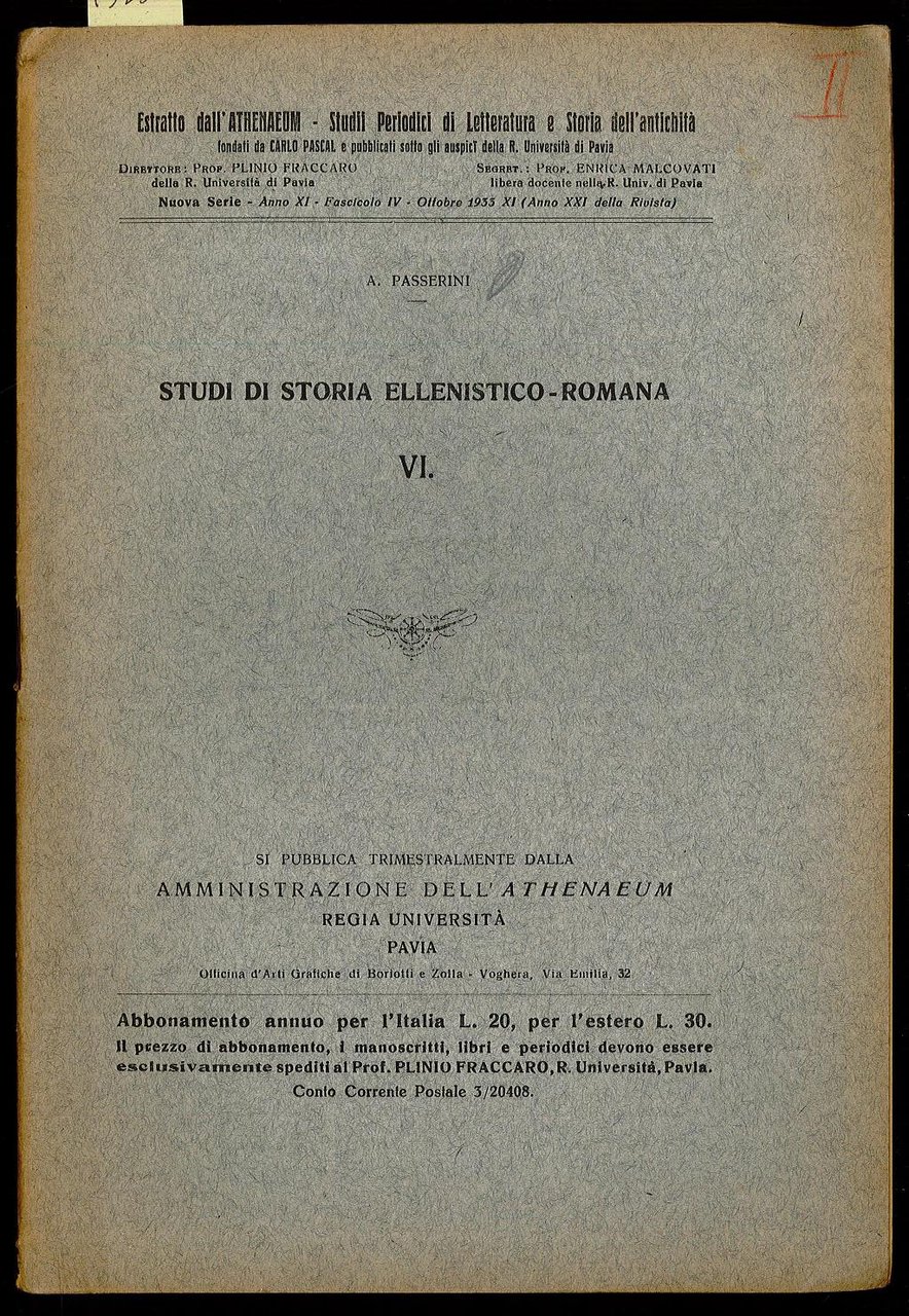 Studi di storia ellenistico-romana VI