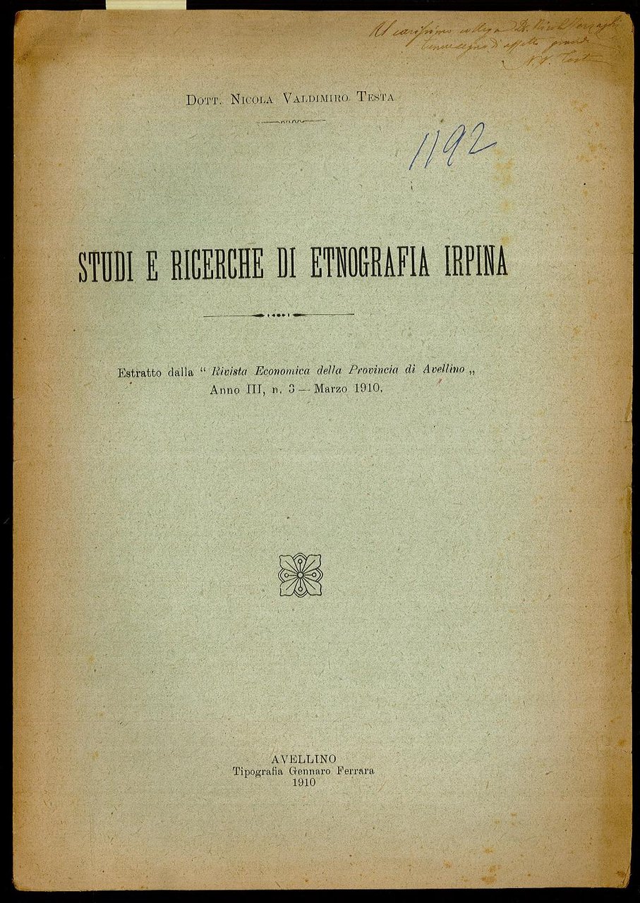 Studi e ricerche di etnografia Irpina