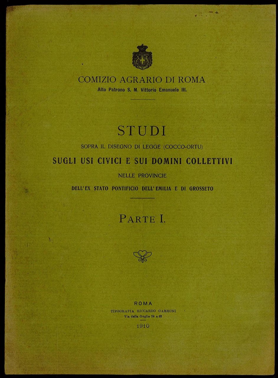 Studi sopra il disegno di legge (Cocco-Ortu) sugli usi civici …
