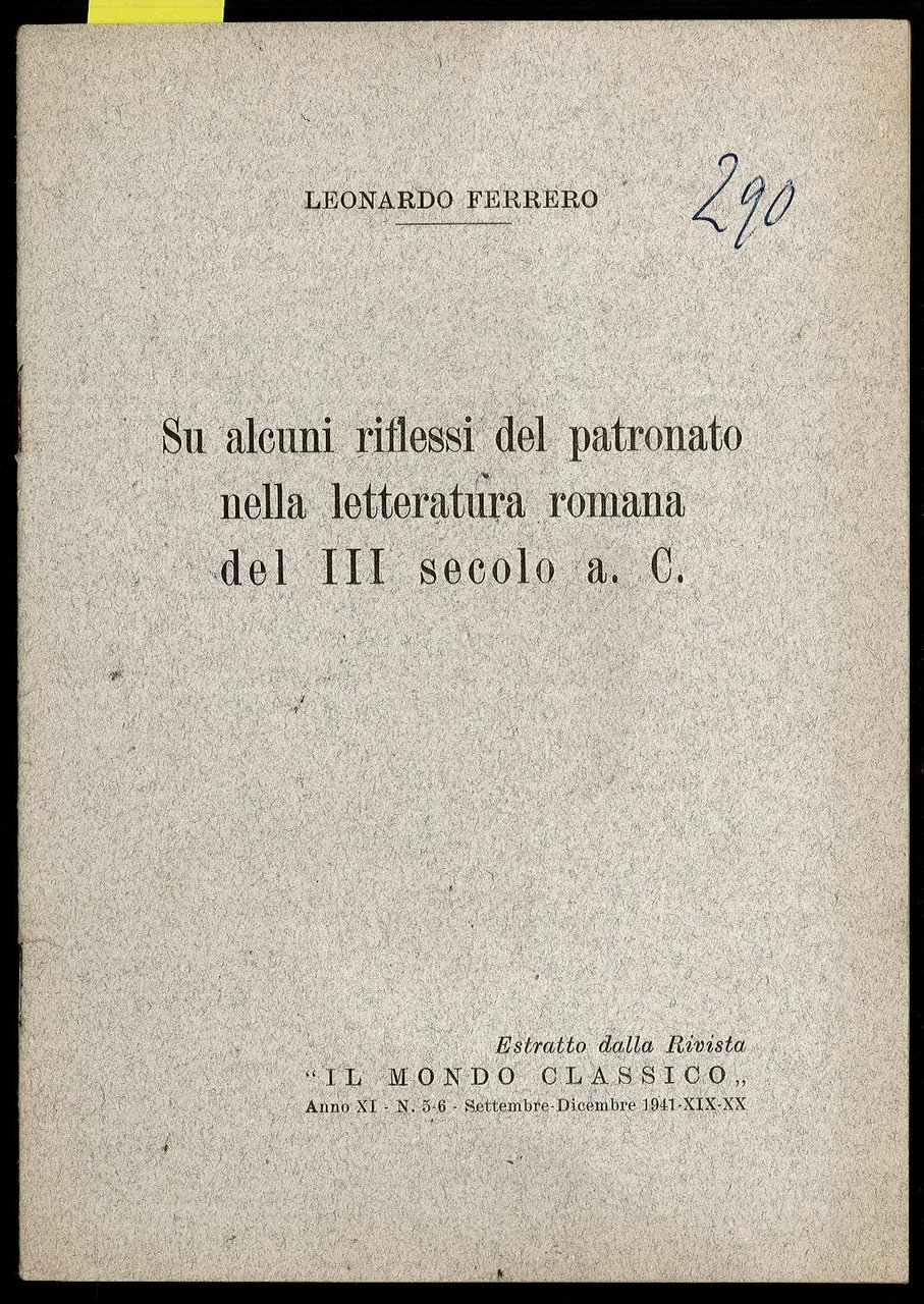 Su alcuni riflessi del patronato nella letteratura romana del III …