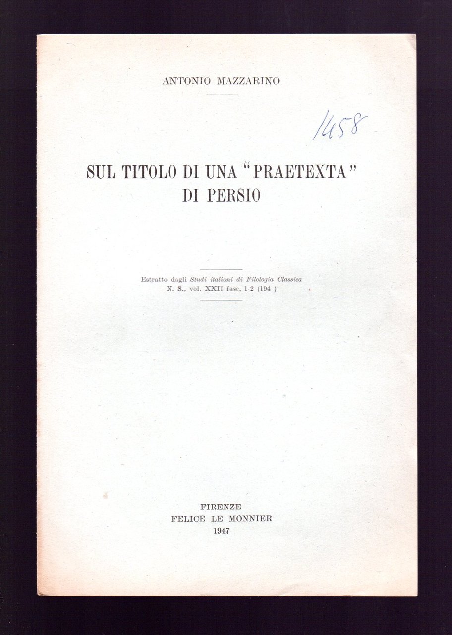 Sul titolo di una "Praetexta" di Persio