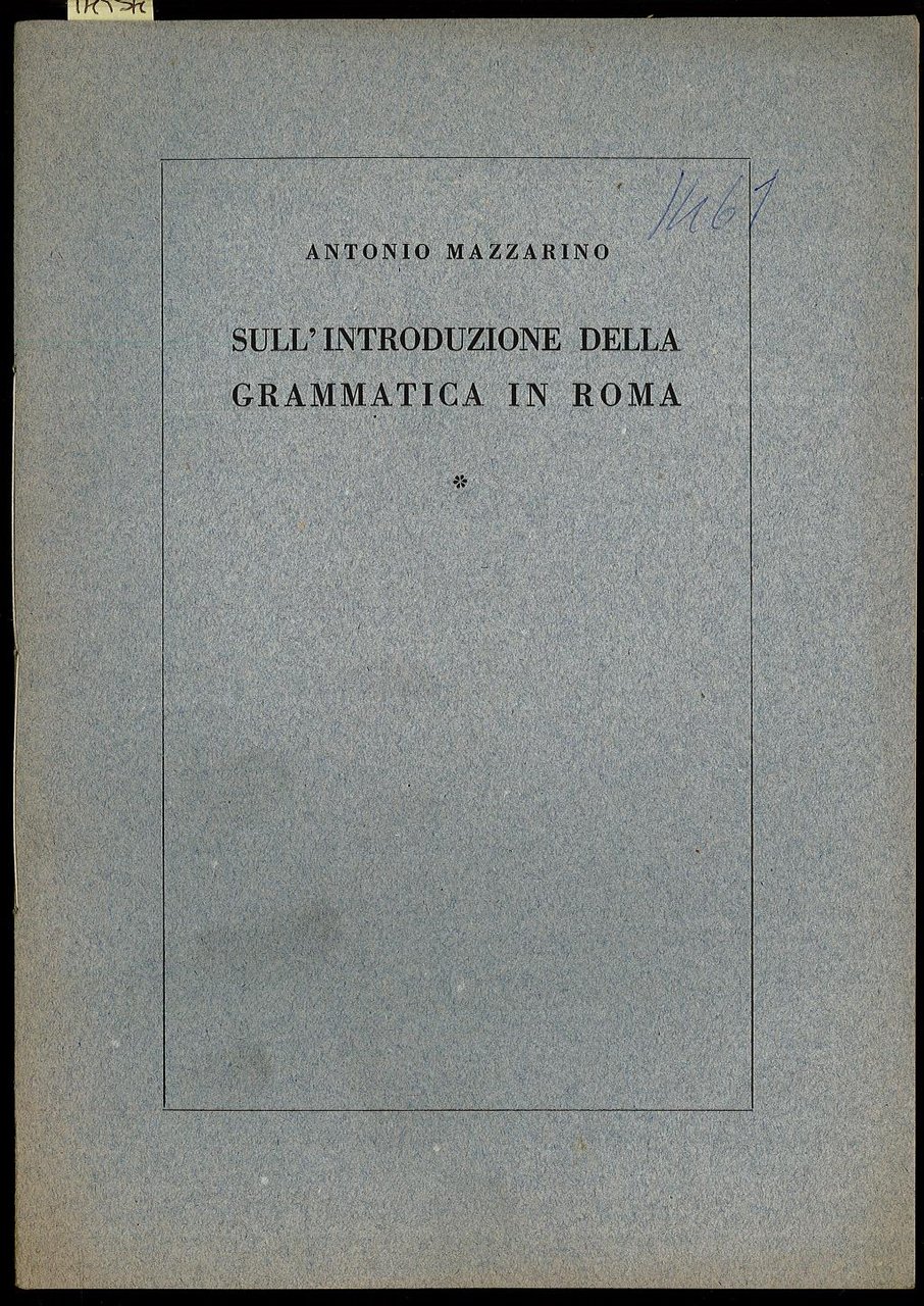 Sull’istruzione della grammatica in Roma