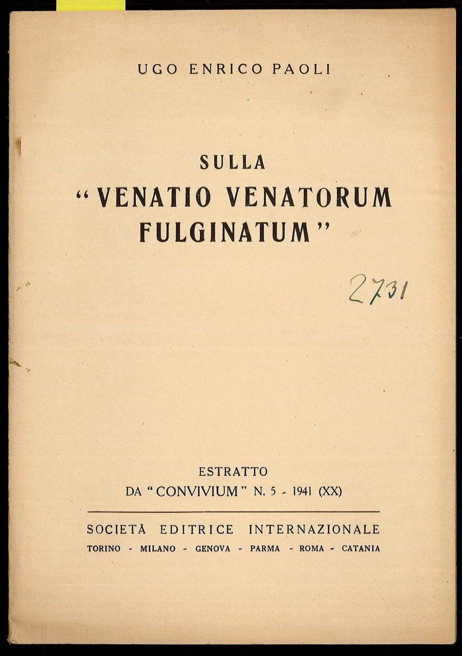 Sulla Venatio venatorum fulginatum
