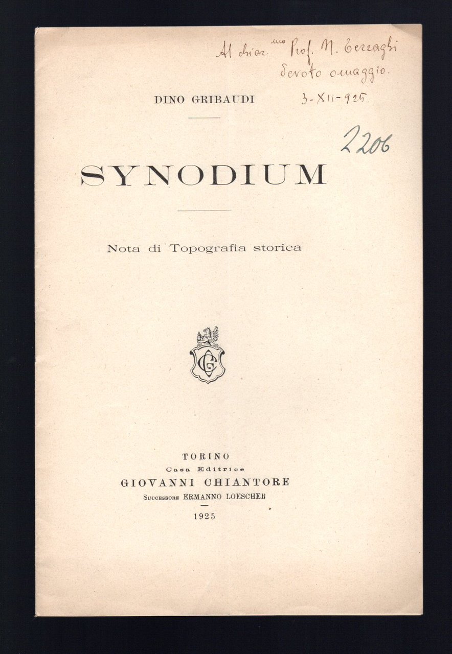 Synodium nota di topografia storica