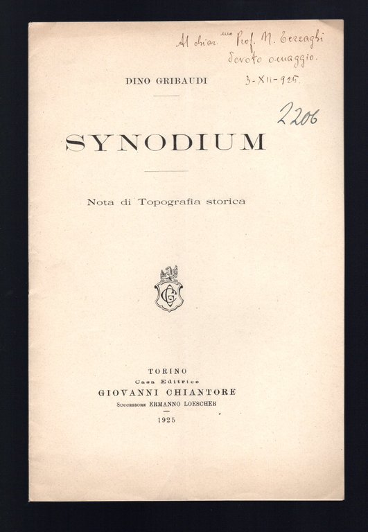 Synodium nota di topografia storica