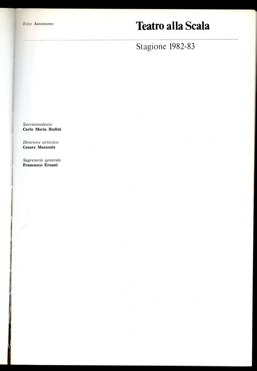 Teatro alla Scala. Stagione 1982-83