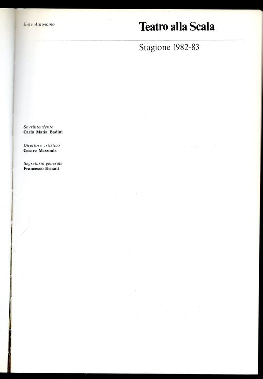 Teatro alla Scala. Stagione 1982-83