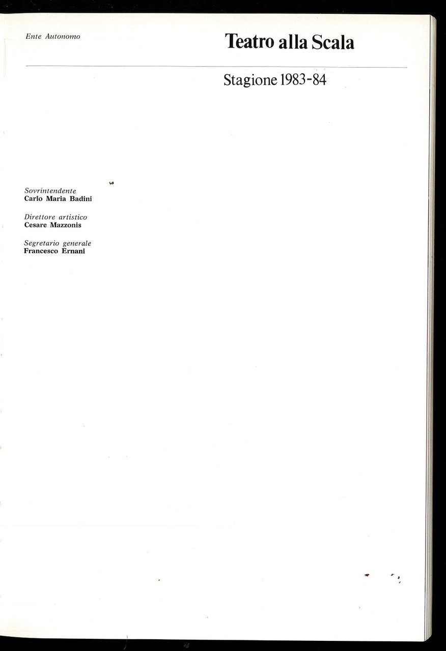 Teatro alla Scala. Stagione 1983-84 | Immagine principale