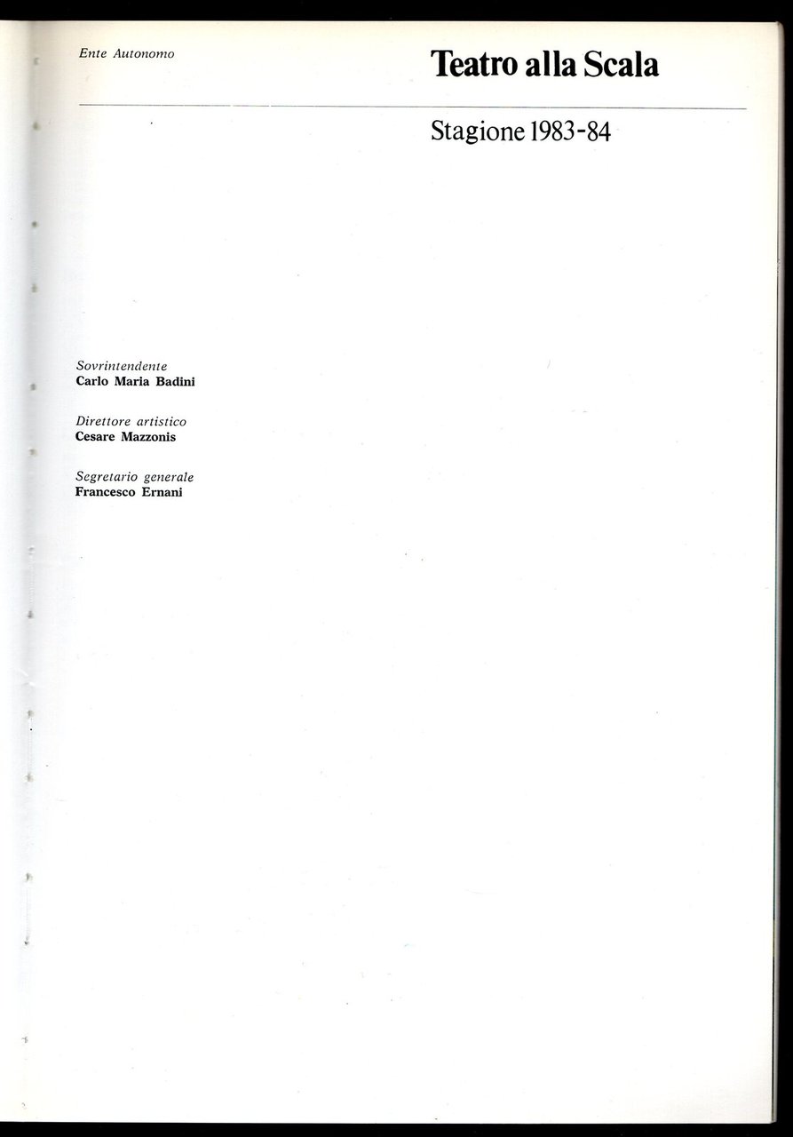 Teatro alla Scala. Stagione 1983-84