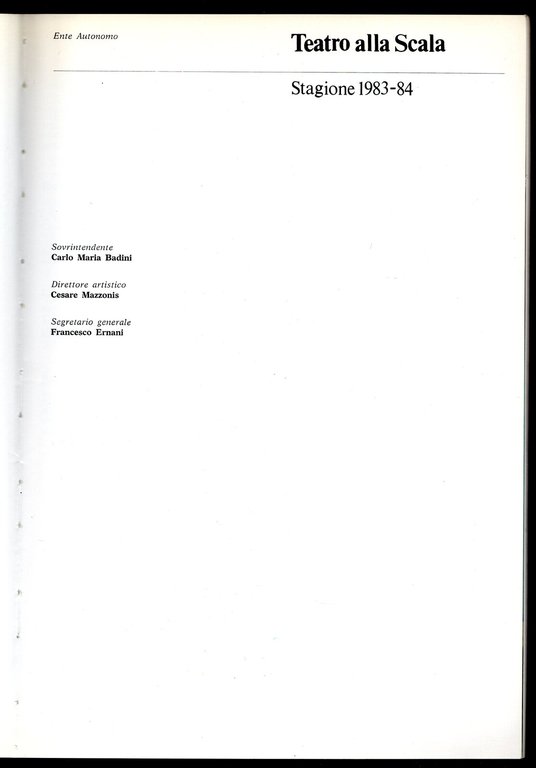 Teatro alla Scala. Stagione 1983-84