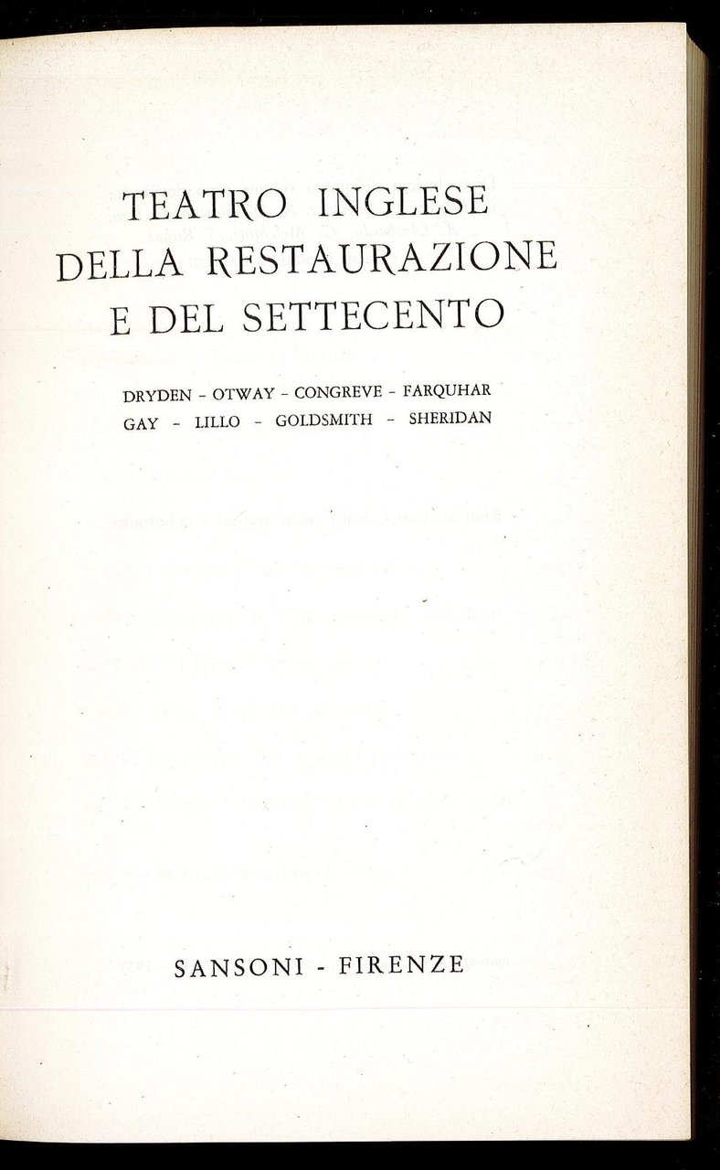 Teatro inglese della Restaurazione e del Settecento | Immagine principale