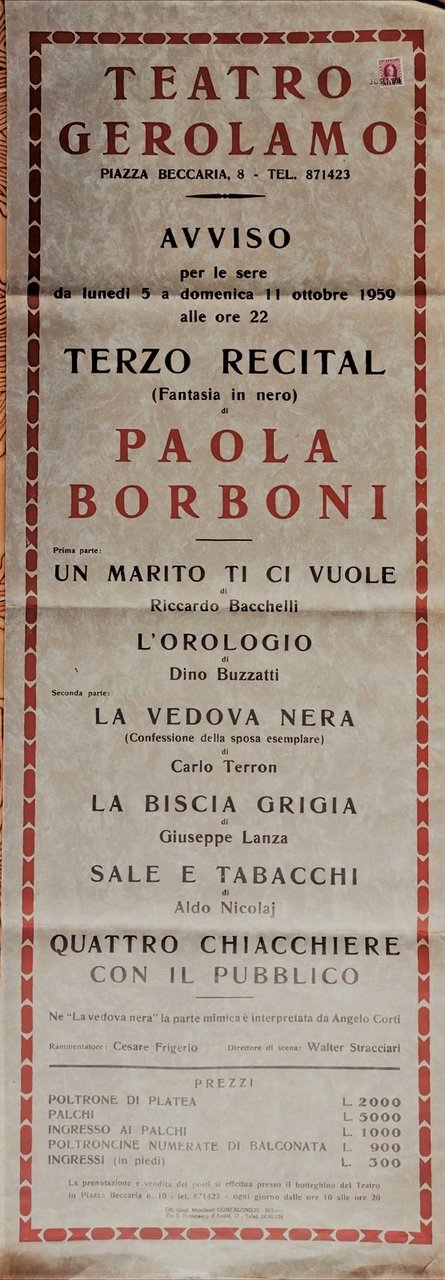 Terzo recital di Paola Borboni