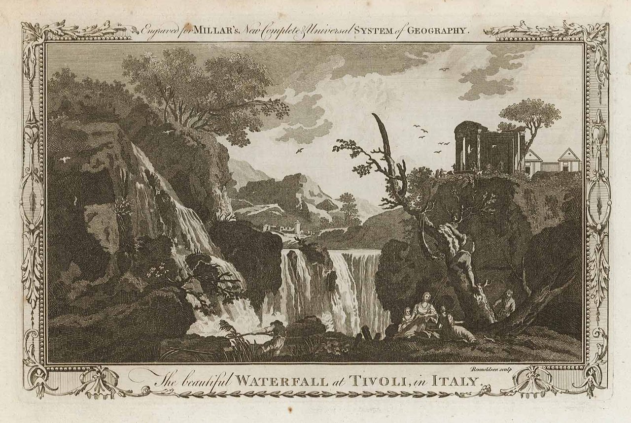 The beautiful waterfall at Tivoli in Italy