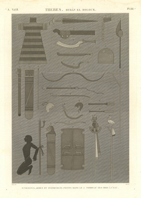 Thèbes. Bybàn el Molouk - Enseignes, armes et instrumens peints …