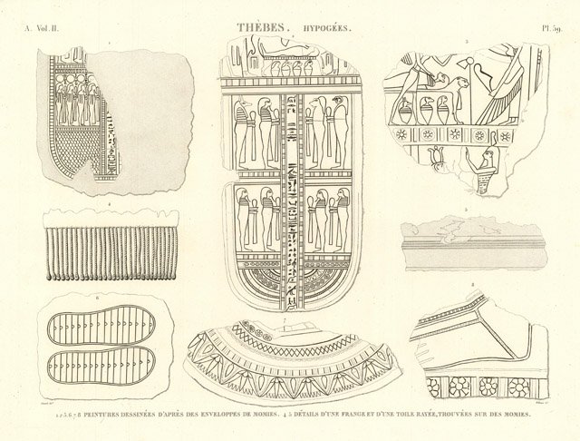 Thèbes. Hypogées - Peintures dessinées dìaprès des enveloppes de momies …