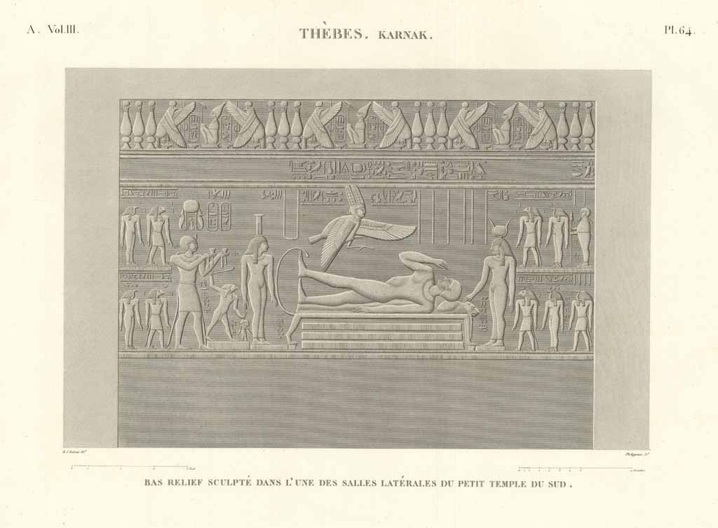 Thèbes. Karnak - Bas-reliefs sculpté dans l'une des salles latérales …