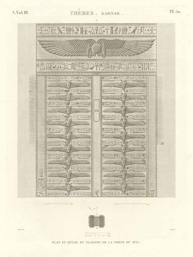 Thèbes. Karnak - Plan et détail du plafond de la …