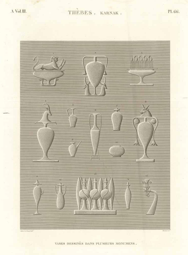 Thèbes. Karnak - Vases dessinés dans plusieurs monumens
