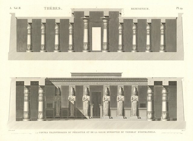 Thèbes. Memnonium - Coupes transversales du pérityle et de la …