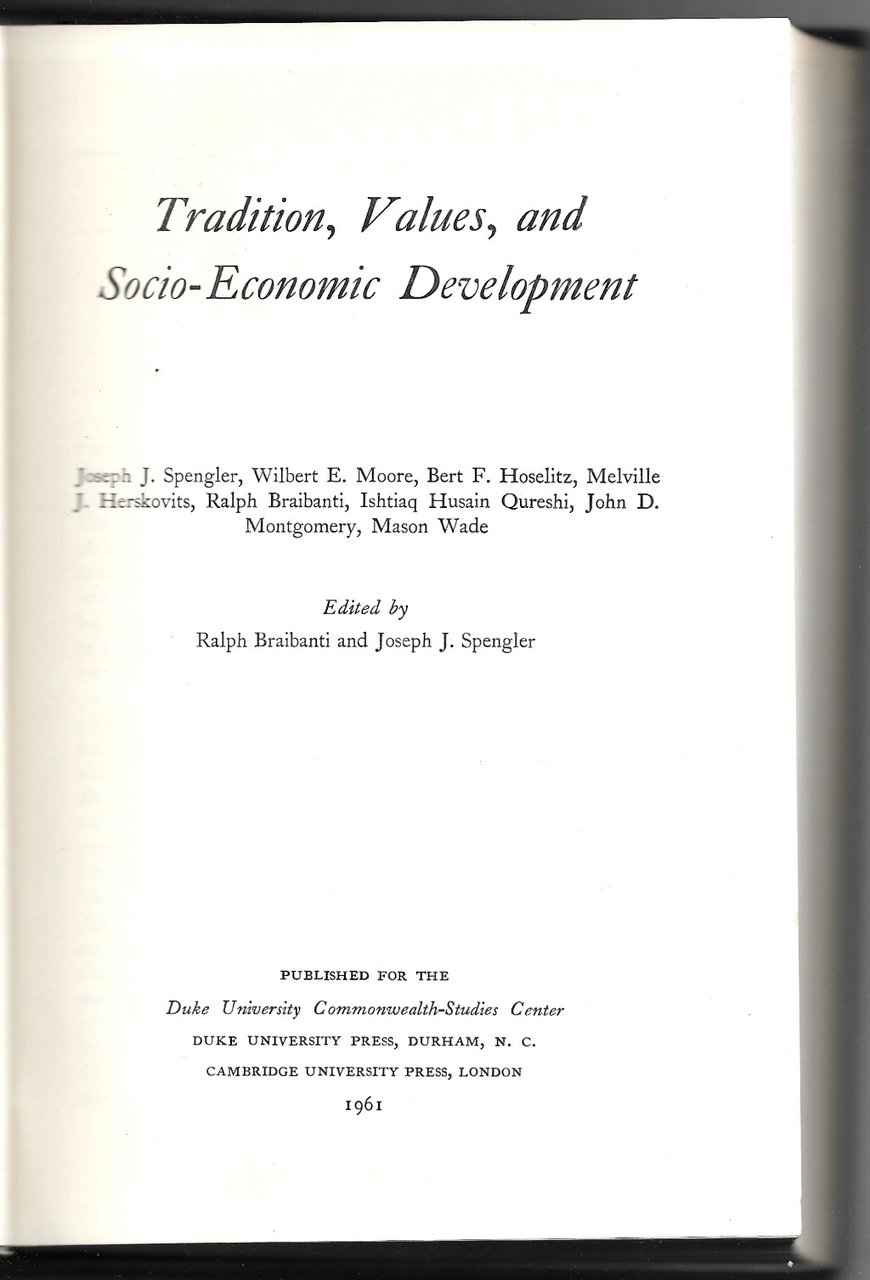 Tradition, Values, and Socio-Economic Development