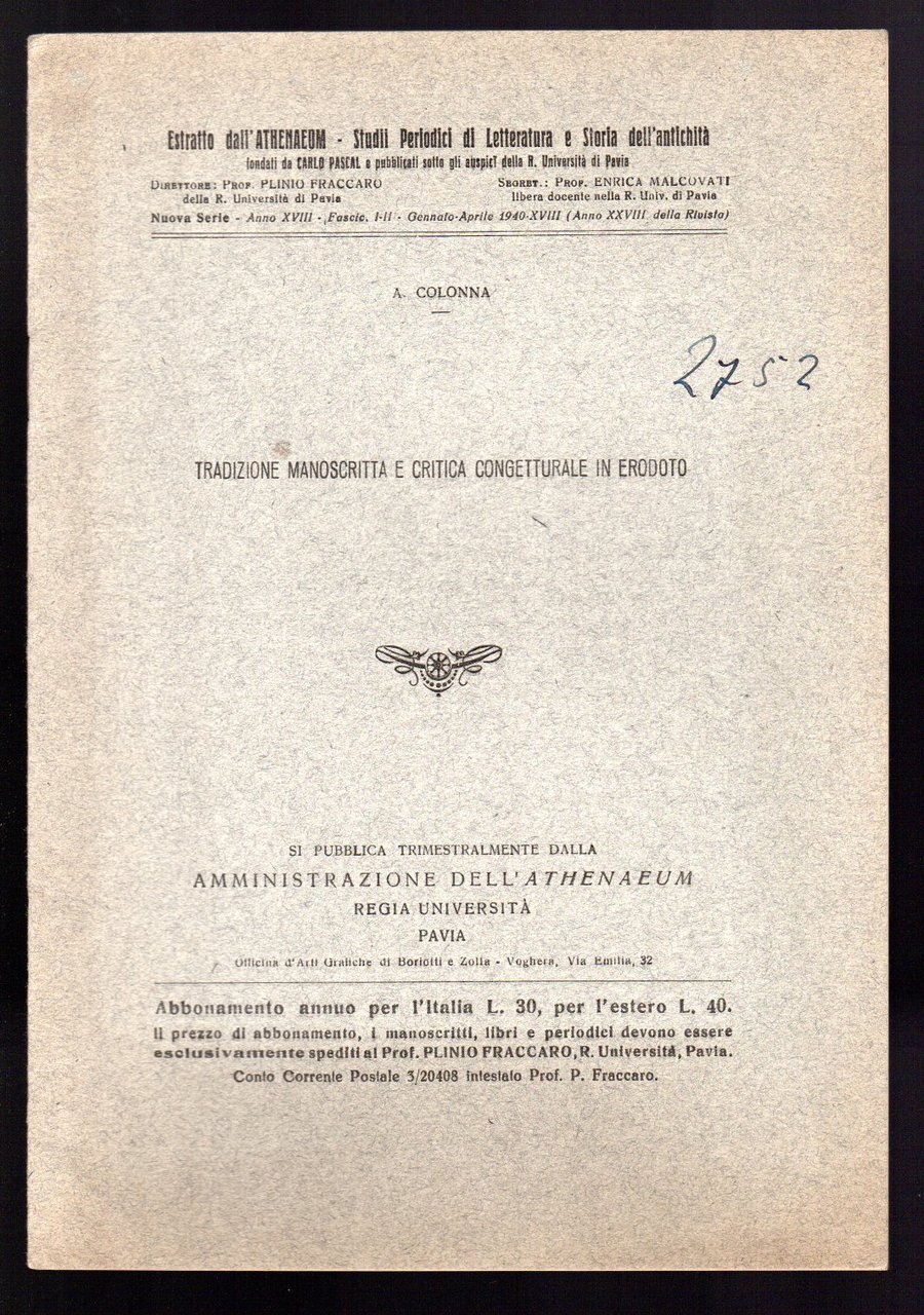 Tradizione manoscritta e critica congetturale in Erodoto