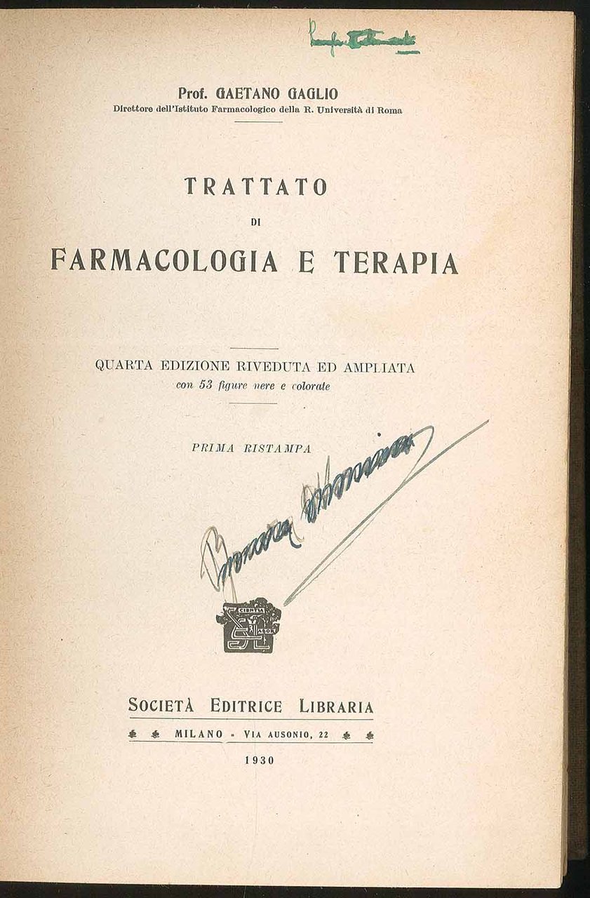 Trattato di farmacologia e terapia