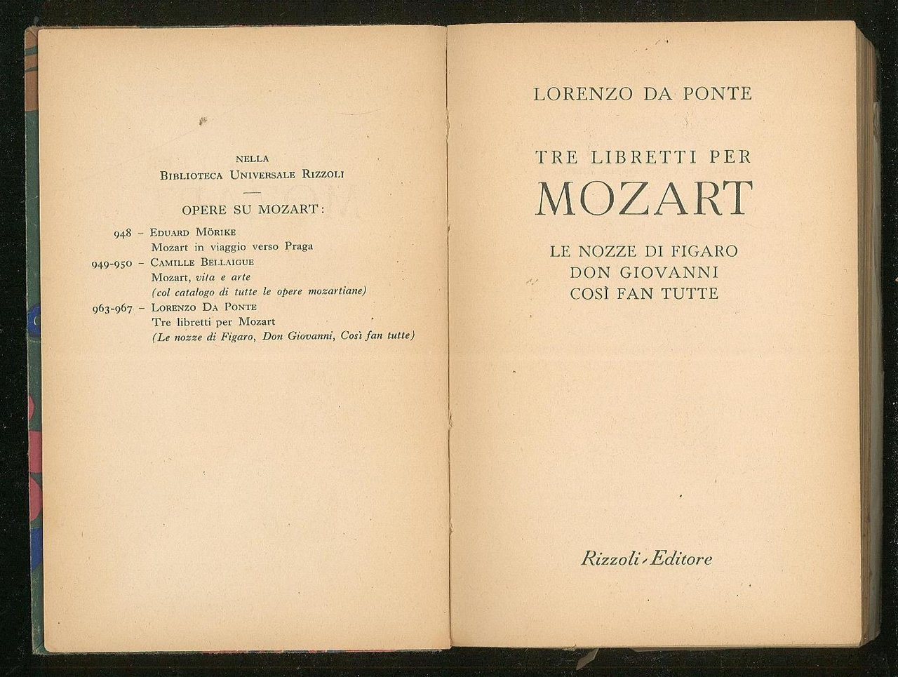 Tre libretti per Morzart - Le nozze di Figaro - …