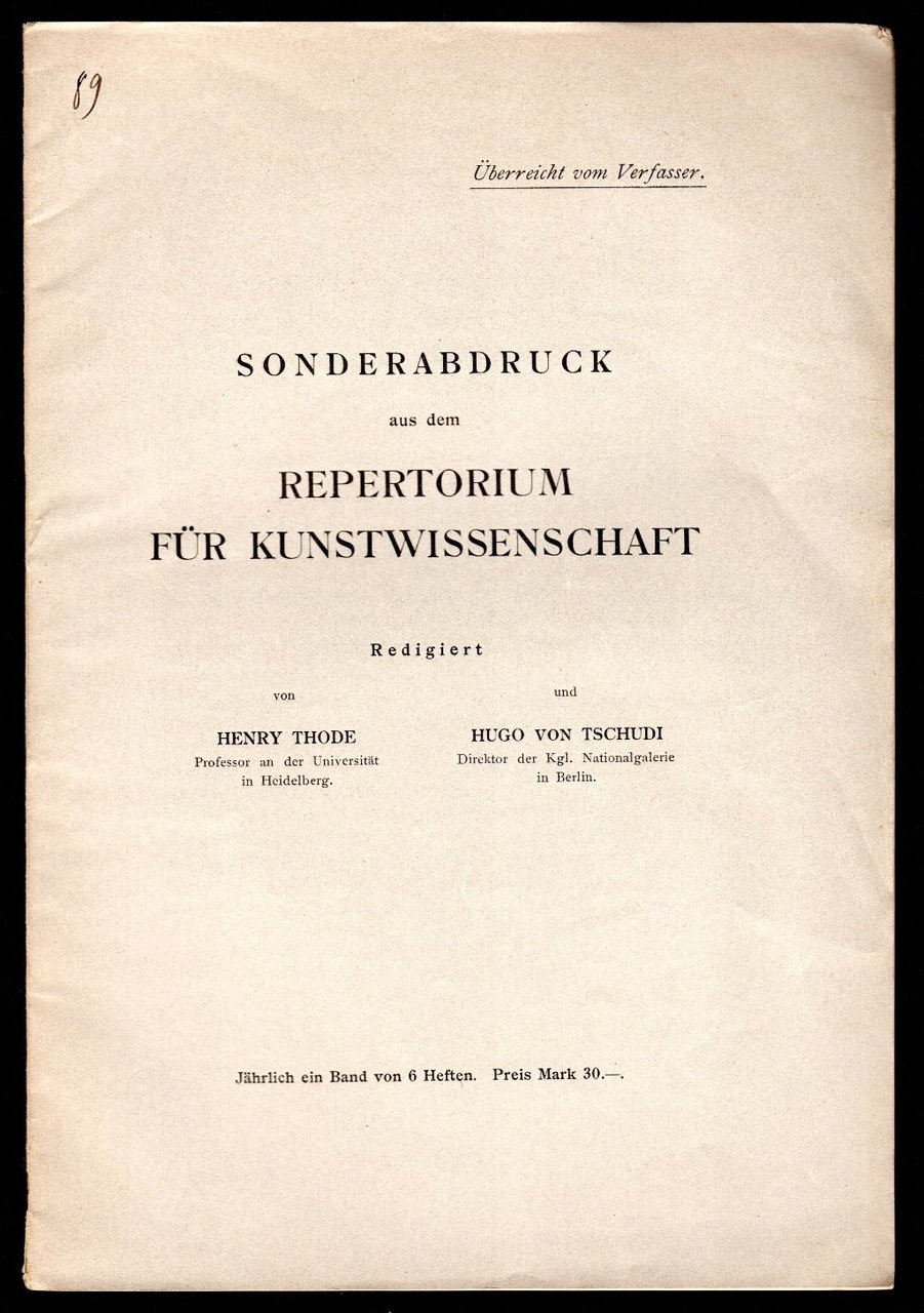 Uber einige Zeichnungen florentinischer Maler im Konigl. Kupferstichkabinett in Berlin | Immagine principale