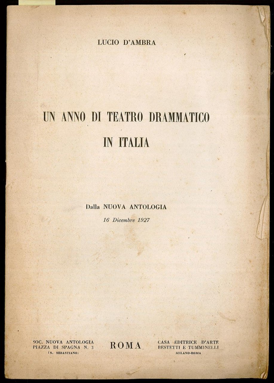 Un anno di teatro drammatico in Italia