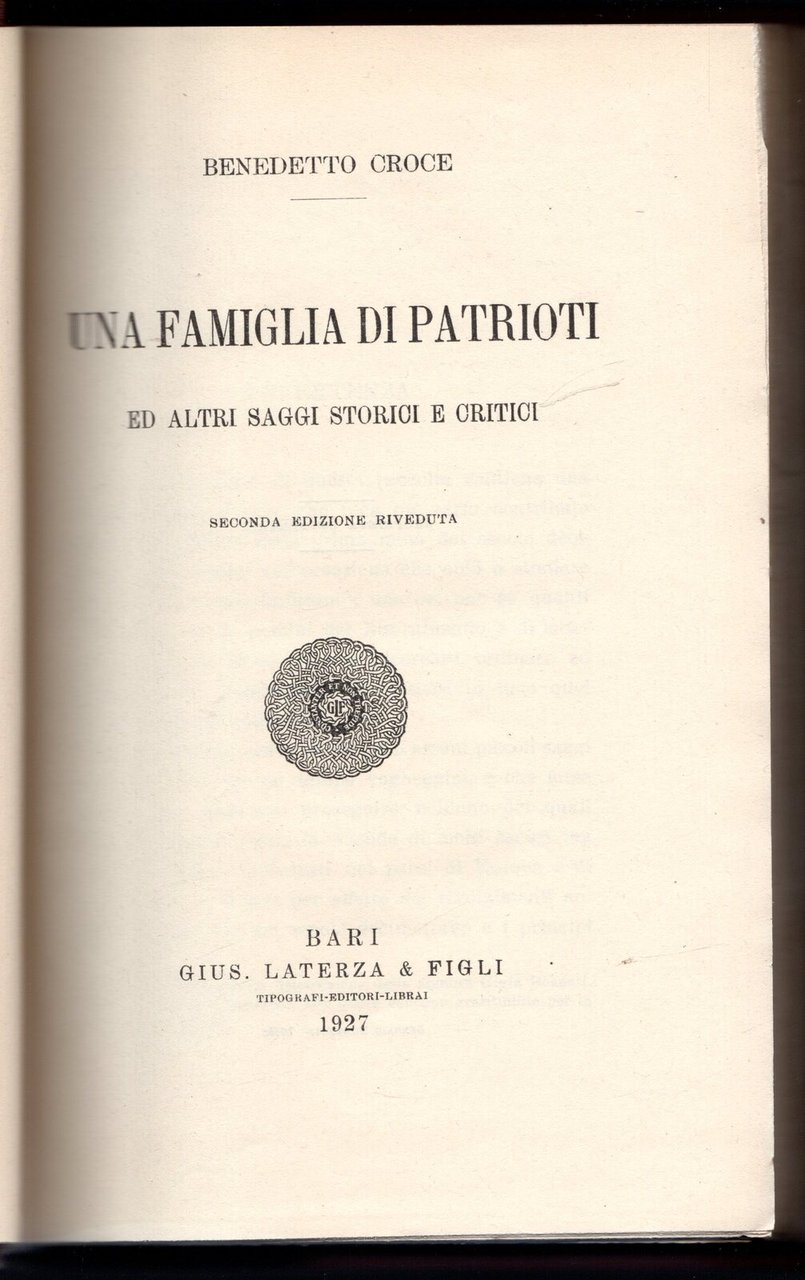 Una famiglia di patrioti ed altri saggi storici e critici