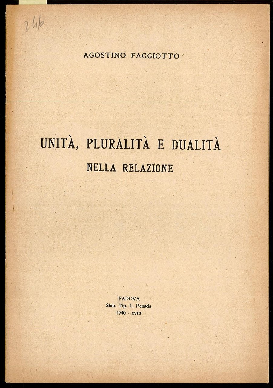 Unità, pluralità e dualità nella relazione
