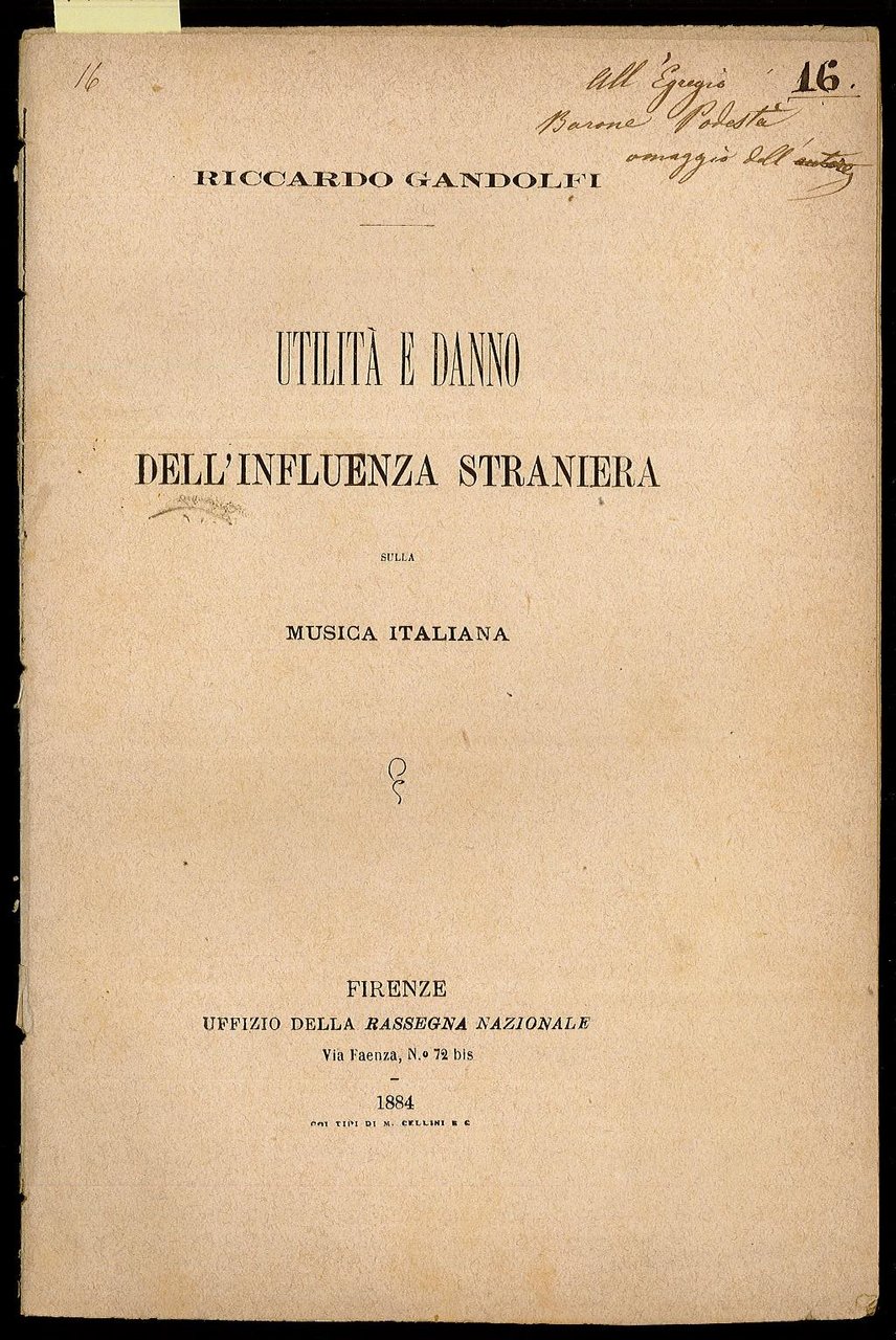 Utilità e danno dell’influenza straniera sulla musica italiana