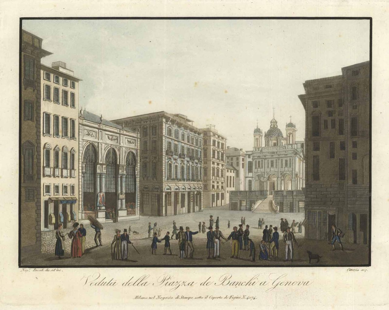 Veduta della Piazza de Banchi a Genova