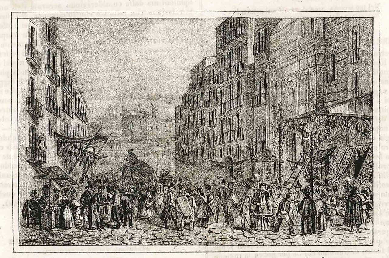 Veduta della piazza di S. Brigida nella Vigilia di Natale