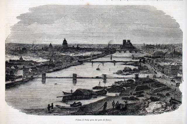 Veduta di Parigi presa dal porto di Berey