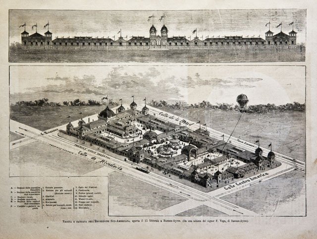 Veduta e facciata dell’Esposizione Sud-Americana, aperta il 15 febbraio a …
