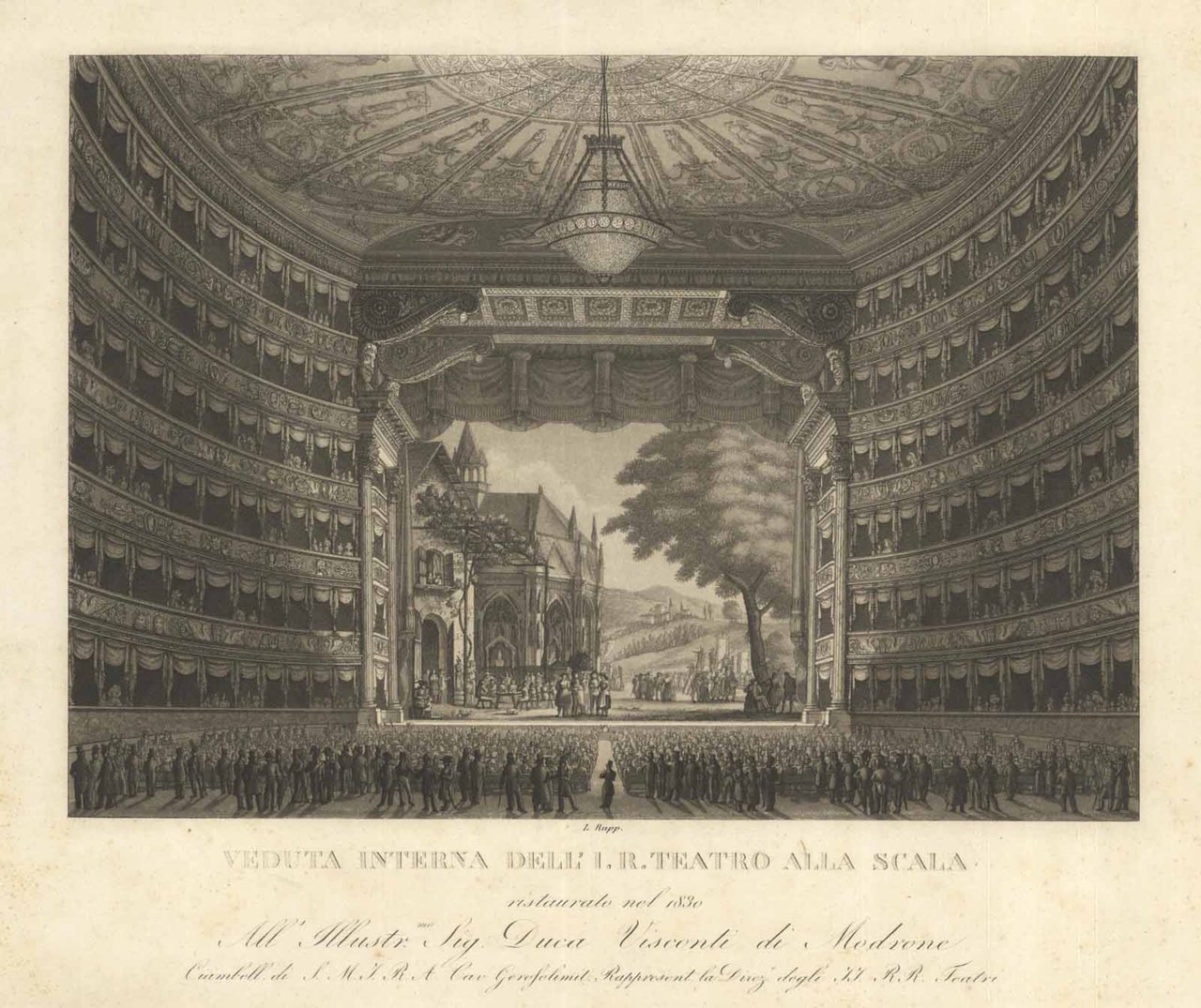 Veduta interna dell'I. R. Teatro alla Scala ristaurato nel 1830 …
