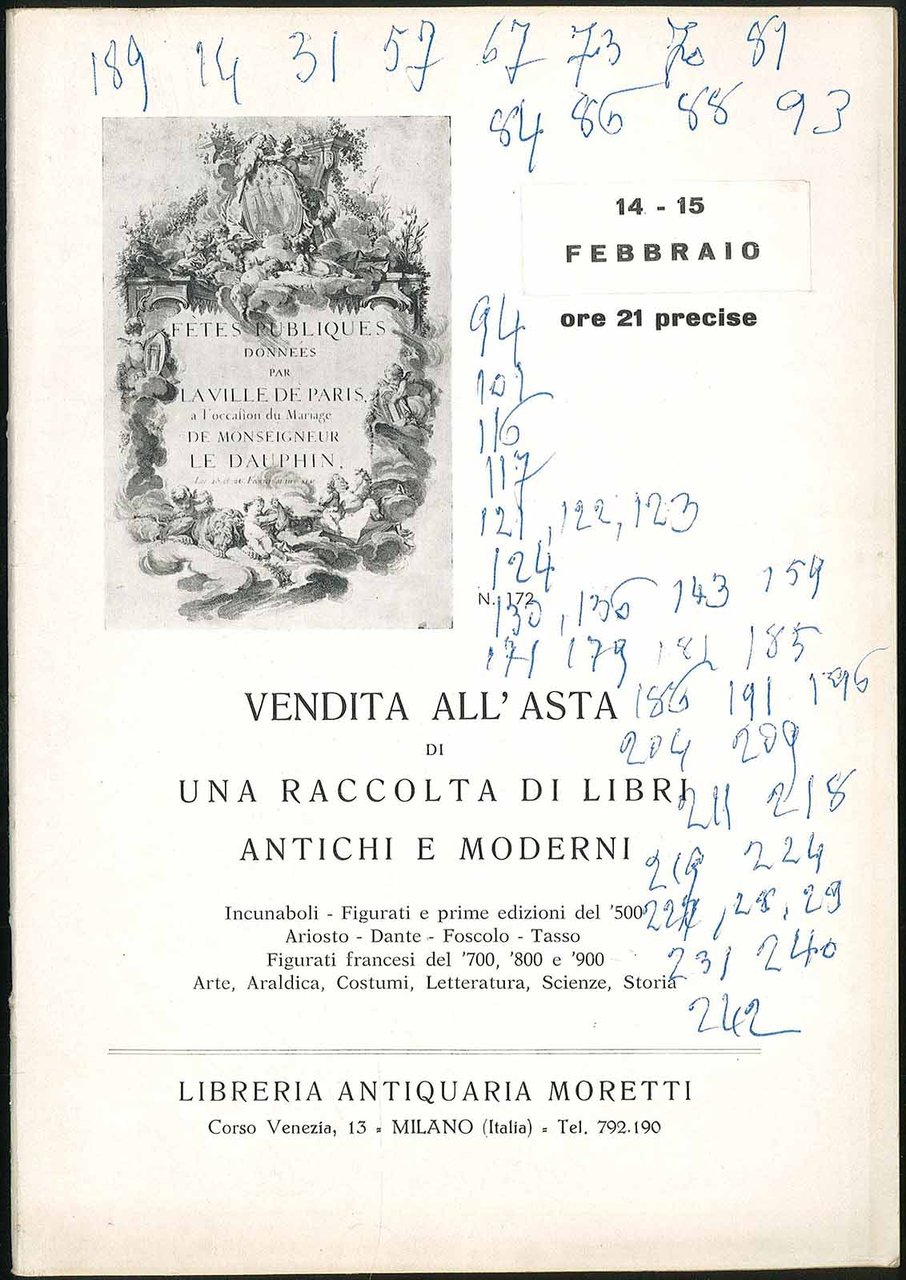 Vendita all'asta di una raccolta di libri antichi e moderni