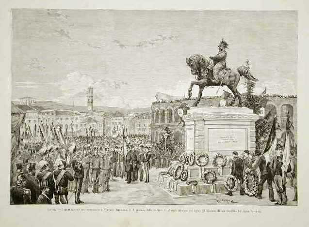 Verona - Inaugurazione del monumento a Vittorio Emanuele .