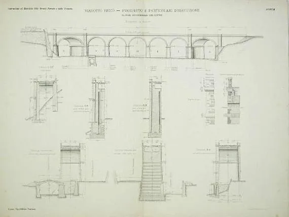 Viadotto Riccò - Prospetto e Particolari d'esecuzione
