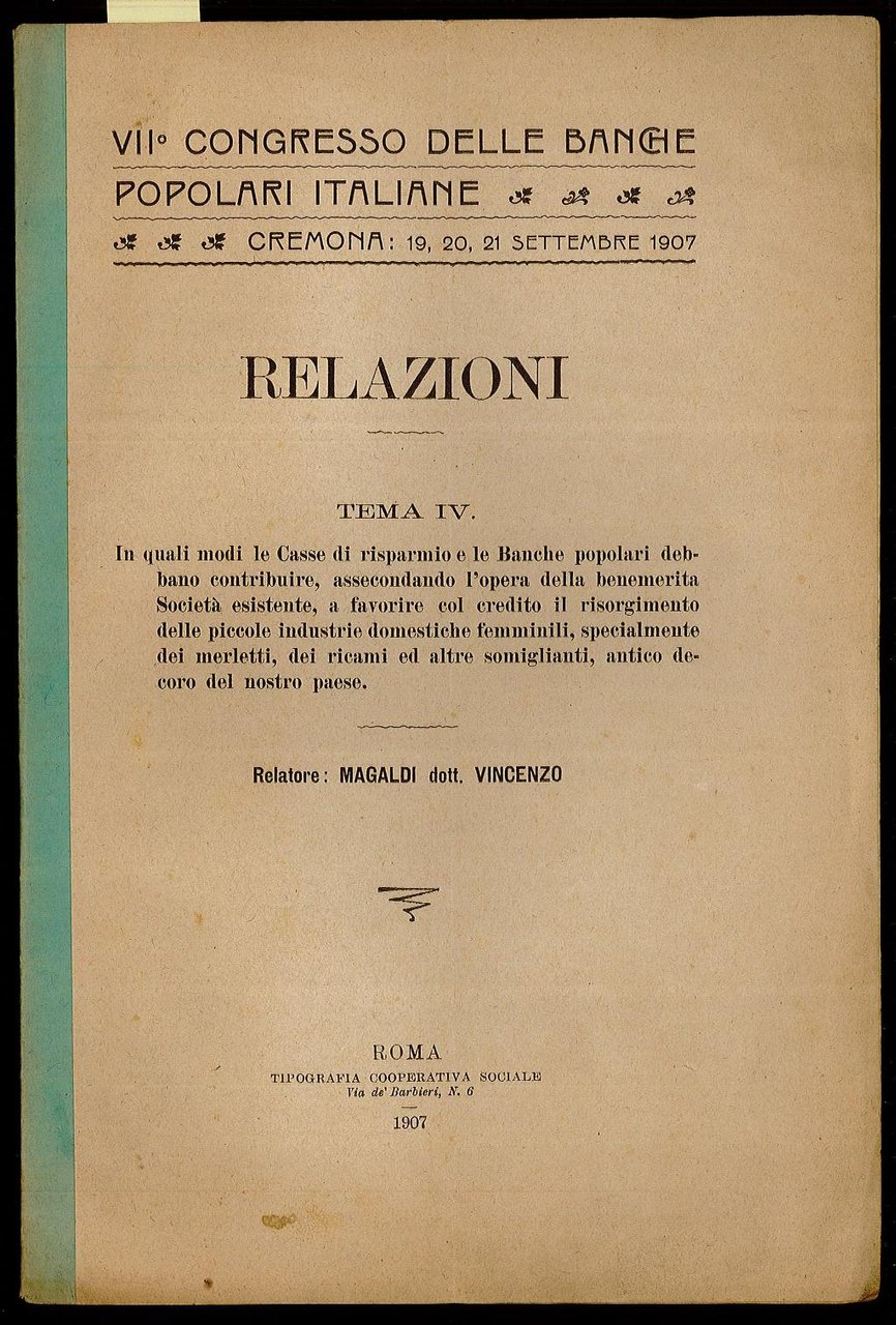 VII Congresso delle Banche popolari Italiane Relazioni