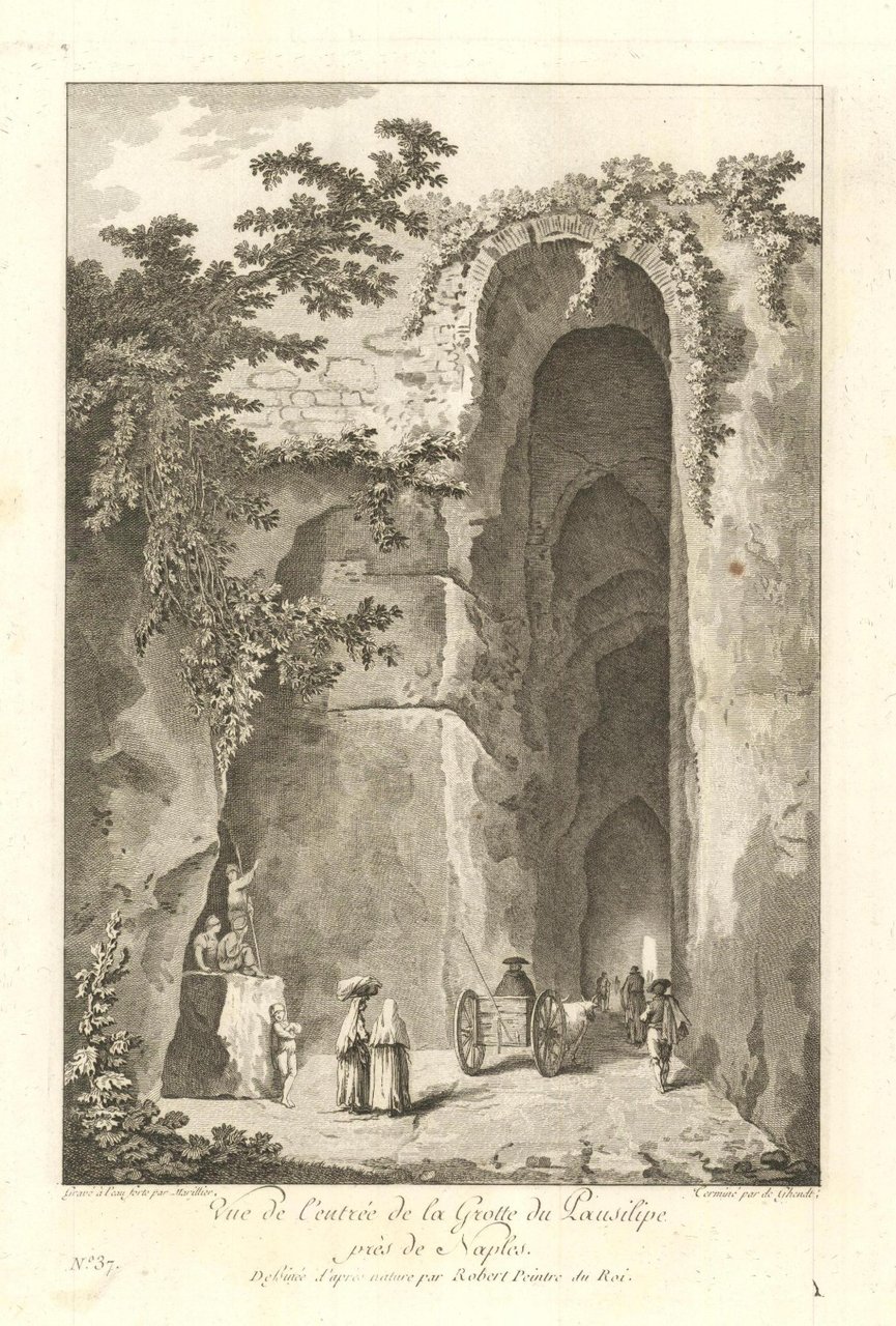 Vue de l'entrée de la Grotte de Pausilippe près de …