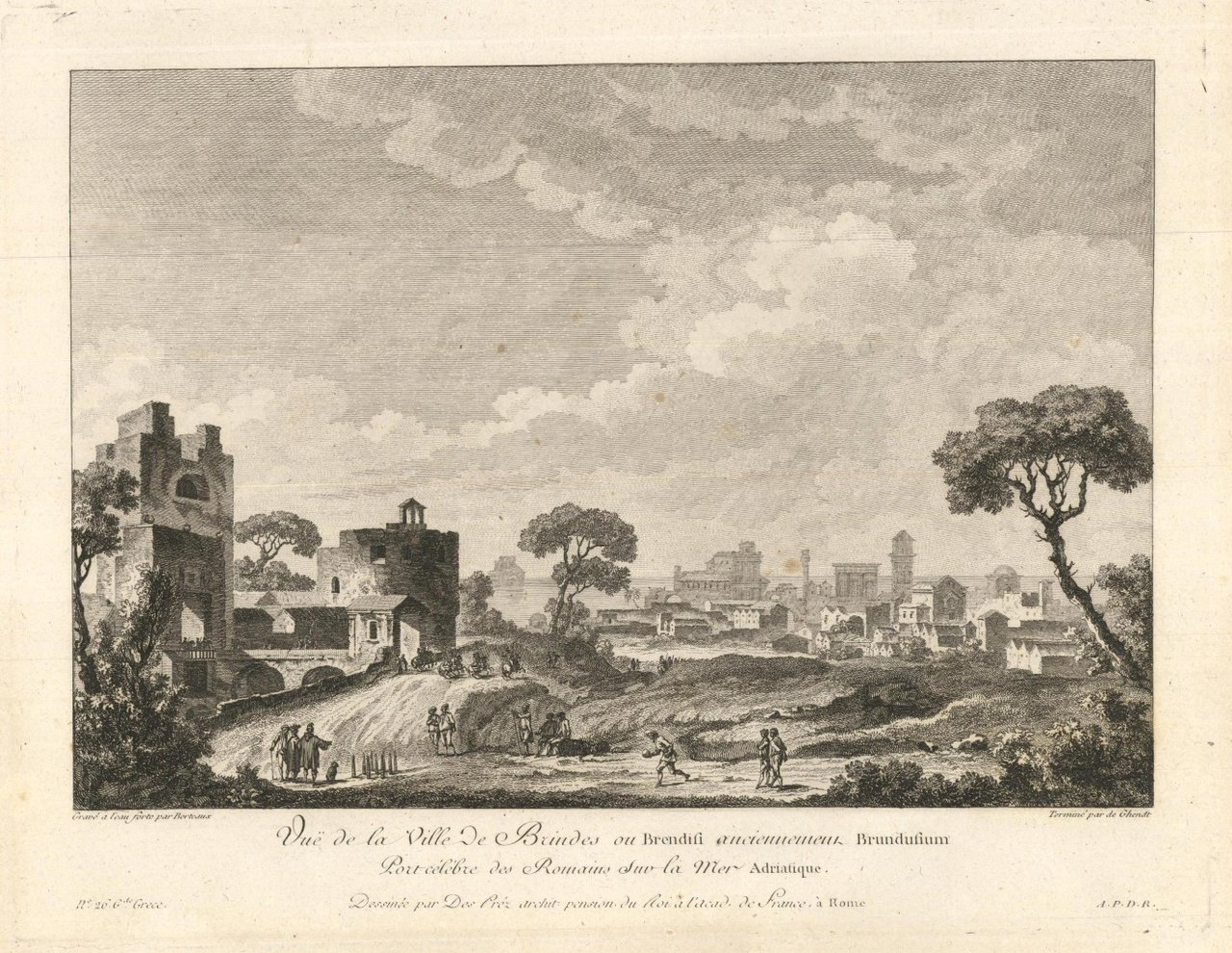 Vue de la Ville de Brindes ou Brendisi anciennement Brundusium …