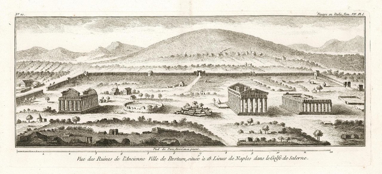 Vue des Ruines de l'Ancienne Ville de Paestum, .