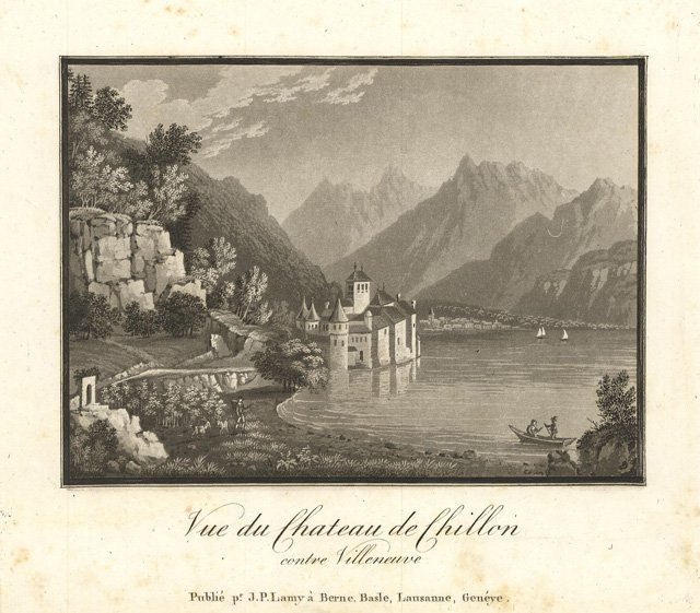 Vue du Chateau de Chillon contre Villeneuve